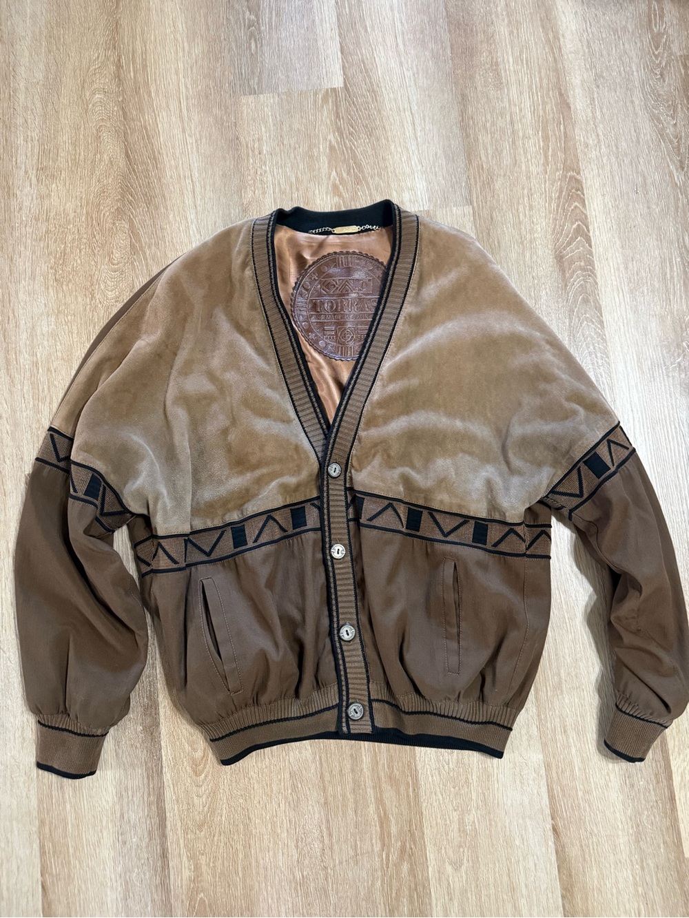 TORRAS Brown Suede Leather Bomber Jacket Made In Spain Size 40 Vintage Rare
